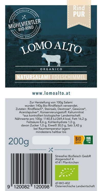 Natursalami Edelschimmel 200g/Stk lomo alto biologisch