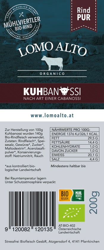 KUHbanossi "Classic" 4 Stück 200g lomo alto biologisch