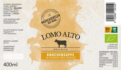 Knochensuppe im Glas 400g biologisch lomo alto