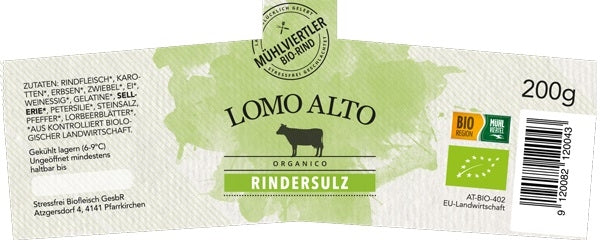 Rindersulz im Glas 200g lomo alto biologisch